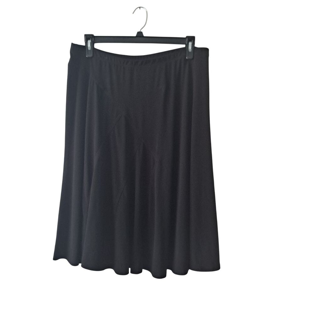 Coldwater Creek Diagonal Seam A-Line Knee Length Skirt Stretch Pull On Black -XL